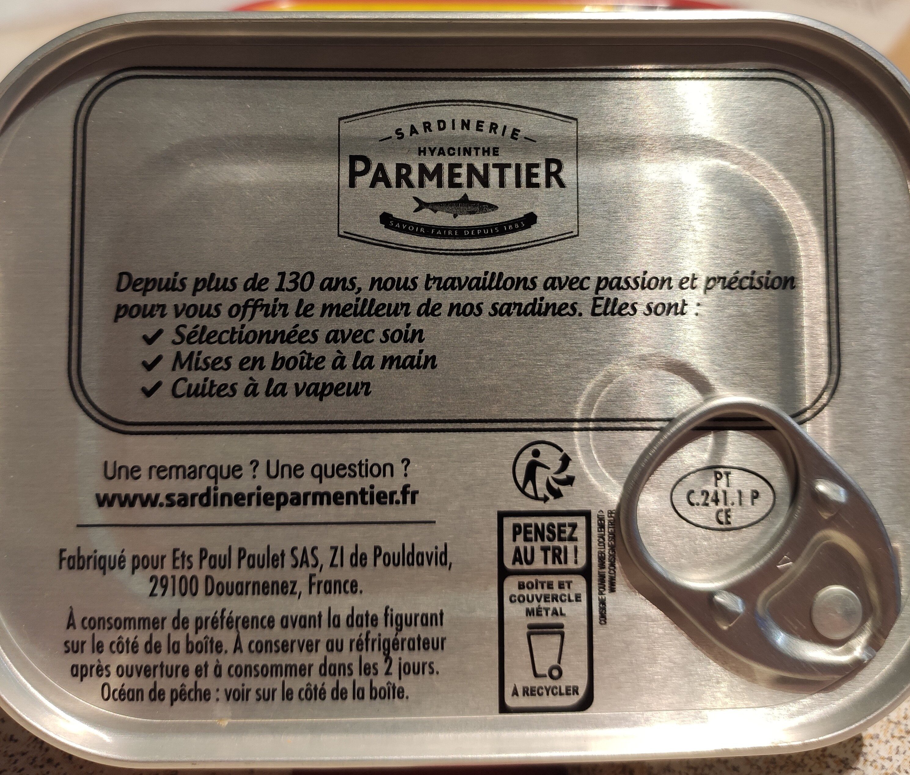 Sardines huile d'olives et piment - Instruction de recyclage et/ou informations d'emballage