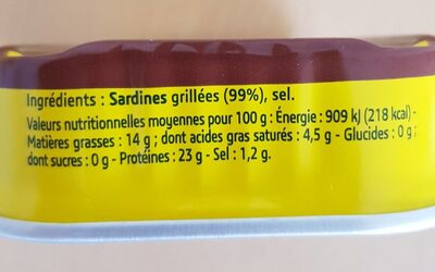 Sardines grillées finement salées - Voedingswaarden - fr