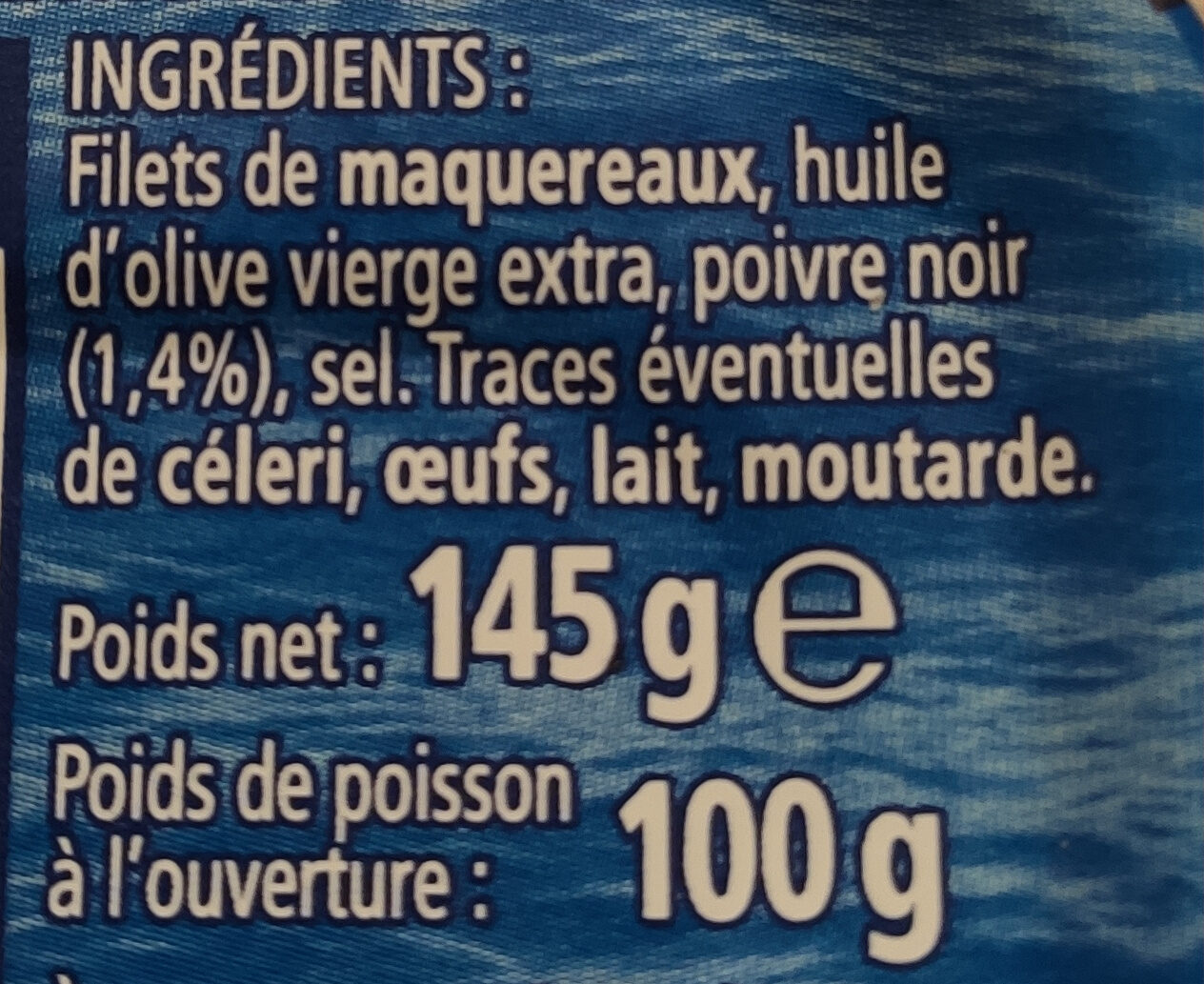 Filets de maquereaux huile d'olive - Ingrediënten - fr