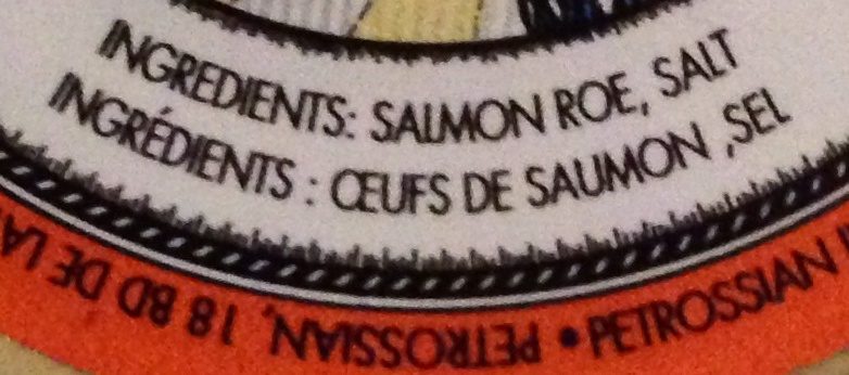 Oeufs de saumon - Ingrédients