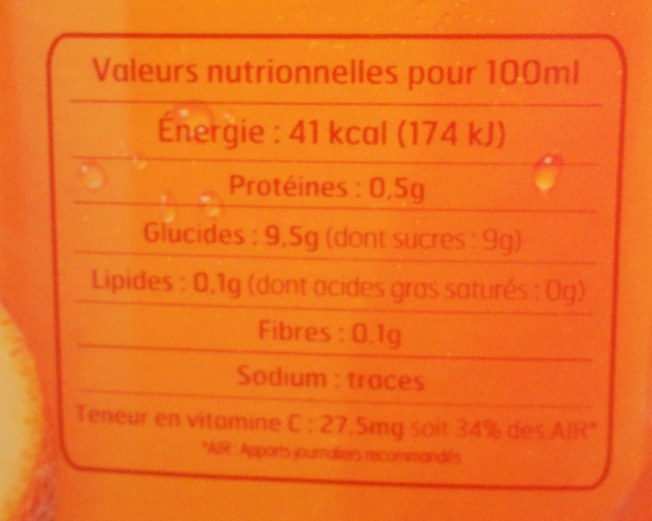 Fruité & rafraîchissant plus de goût Orange - 营养成分 - fr