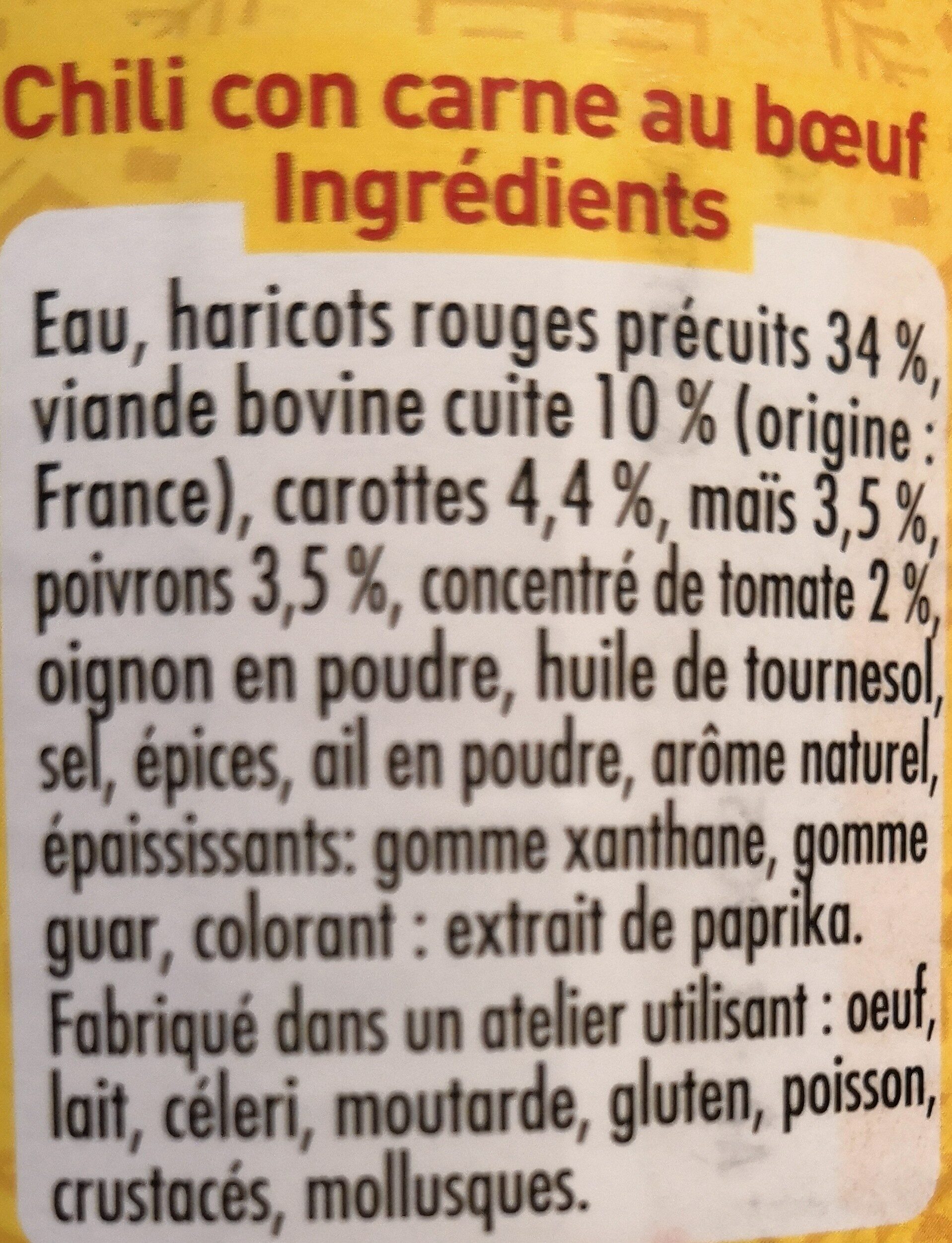 Chili con carne au bœuf - Ingredients - fr