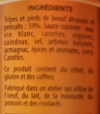 Tripes à la mode de Caen - Ingredientes - fr