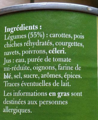 Légumes pour couscous - Ingrédients