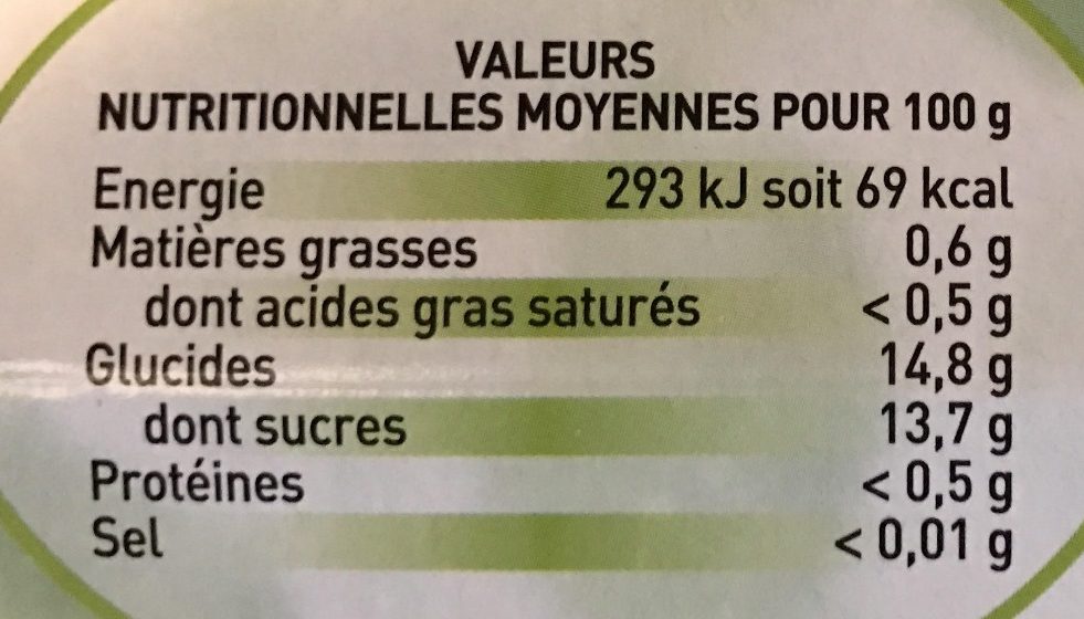 Compotes de Pomme - Nutrition facts - fr
