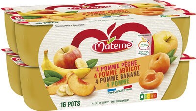 MATERNE Compotes Coupelles Multivariétés Fruits Jaunes 16x100g - Produit