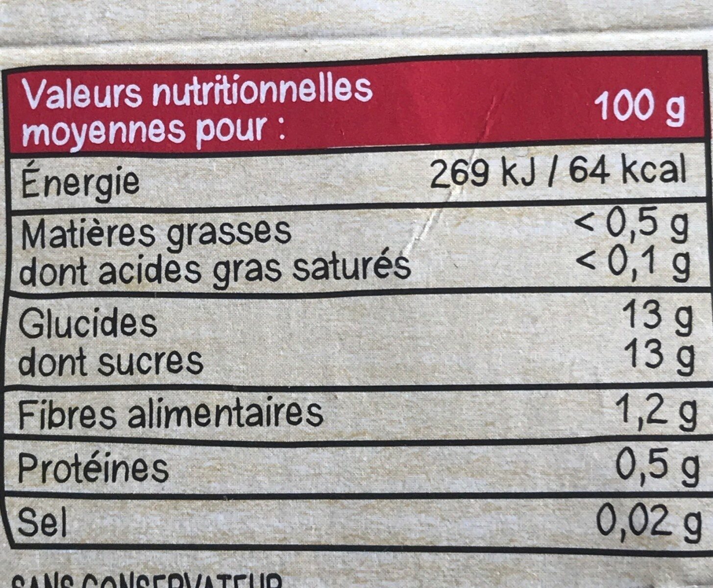 Intense et Velouté - Mangue Ananas - حقائق غذائية - fr