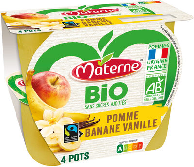 MATERNE Compotes Coupelles BIO Pomme Banane Vanille 4x100g - Product - fr