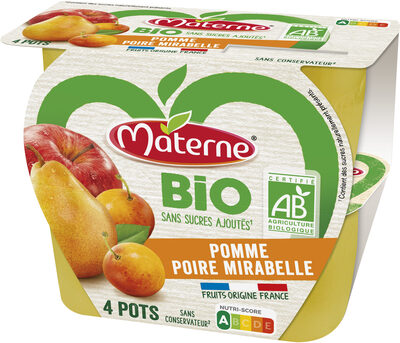 MATERNE Compotes Coupelles BIO Pomme Poire Mirabelle 4x100g - Product - fr