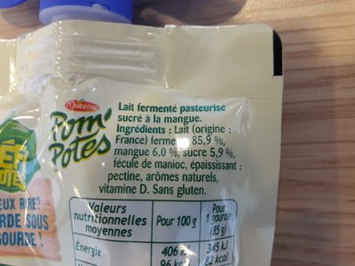 Pom' potes Brassés Mangue - Ingrédients