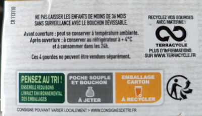 MATERNE Gourdes Onctueux Végétal Vanille de Madagascar 4x85g - Recycling instructions and/or packaging information - fr
