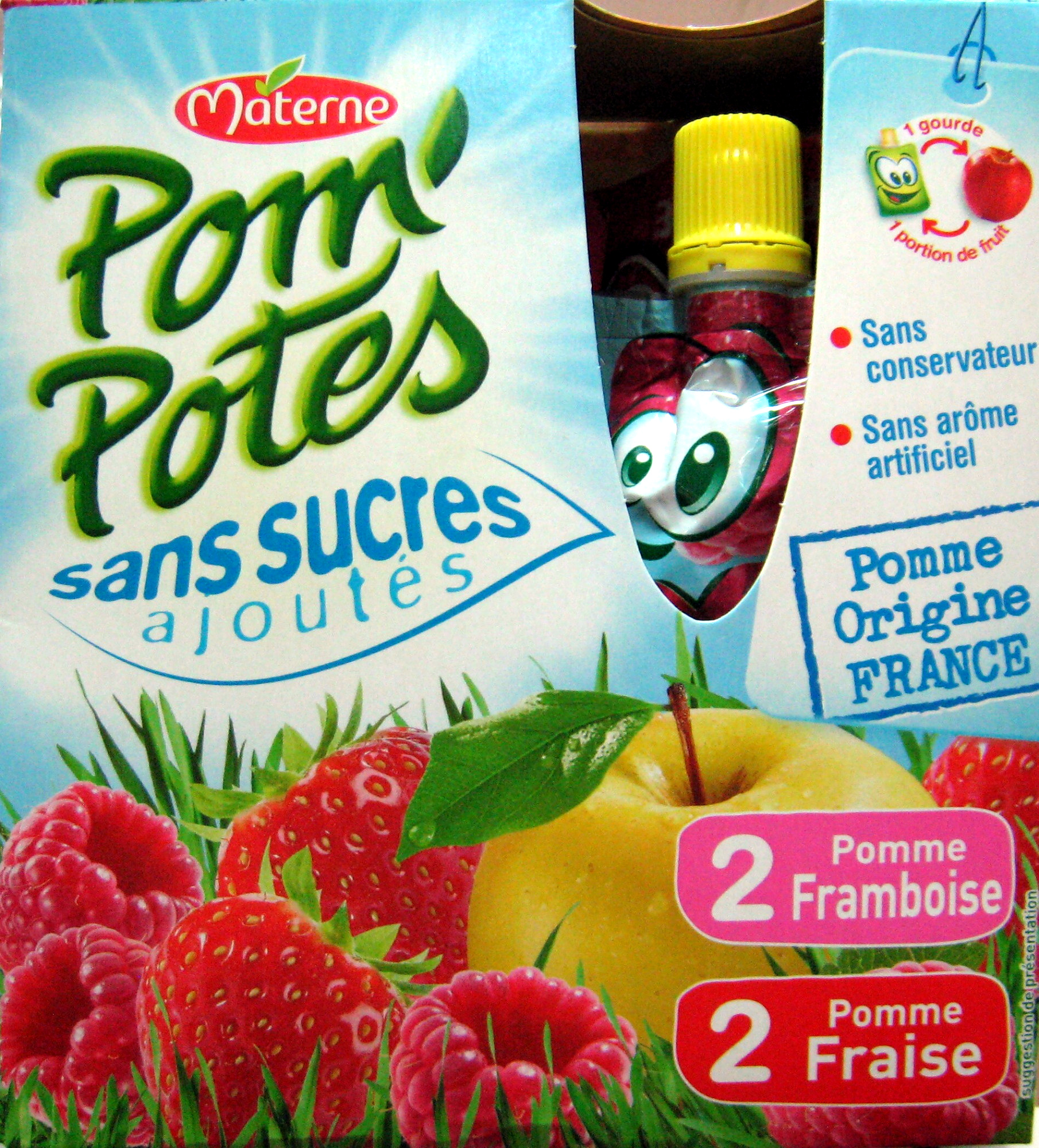 Pom'Potes pomme framboise et pomme fraise - Produit