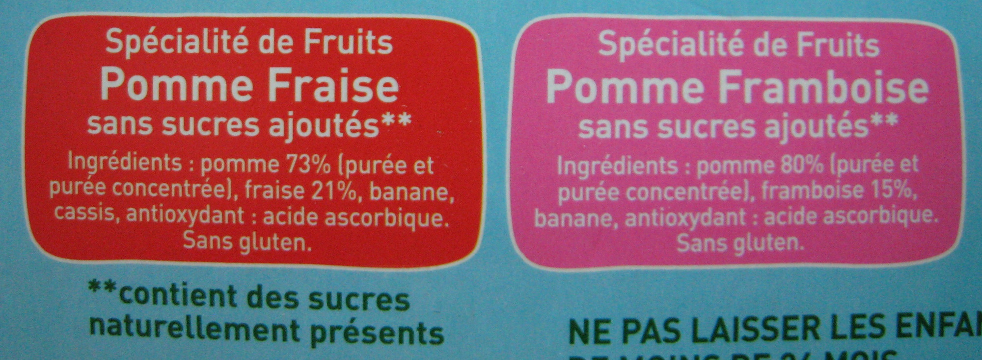 Pom'Potes pomme framboise et pomme fraise - Ingrédients