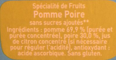 POM'POTES Compotes Pomme Poire de Rhône-Alpes 4x90g - Ingrediënten - fr