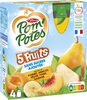 POM'POTES Compote Gourdes Sans Sucres Ajoutés 5 Fruits Jaunes (Pomme-Abricot-Pêche-Poire-Banane) 4x90g - Producto