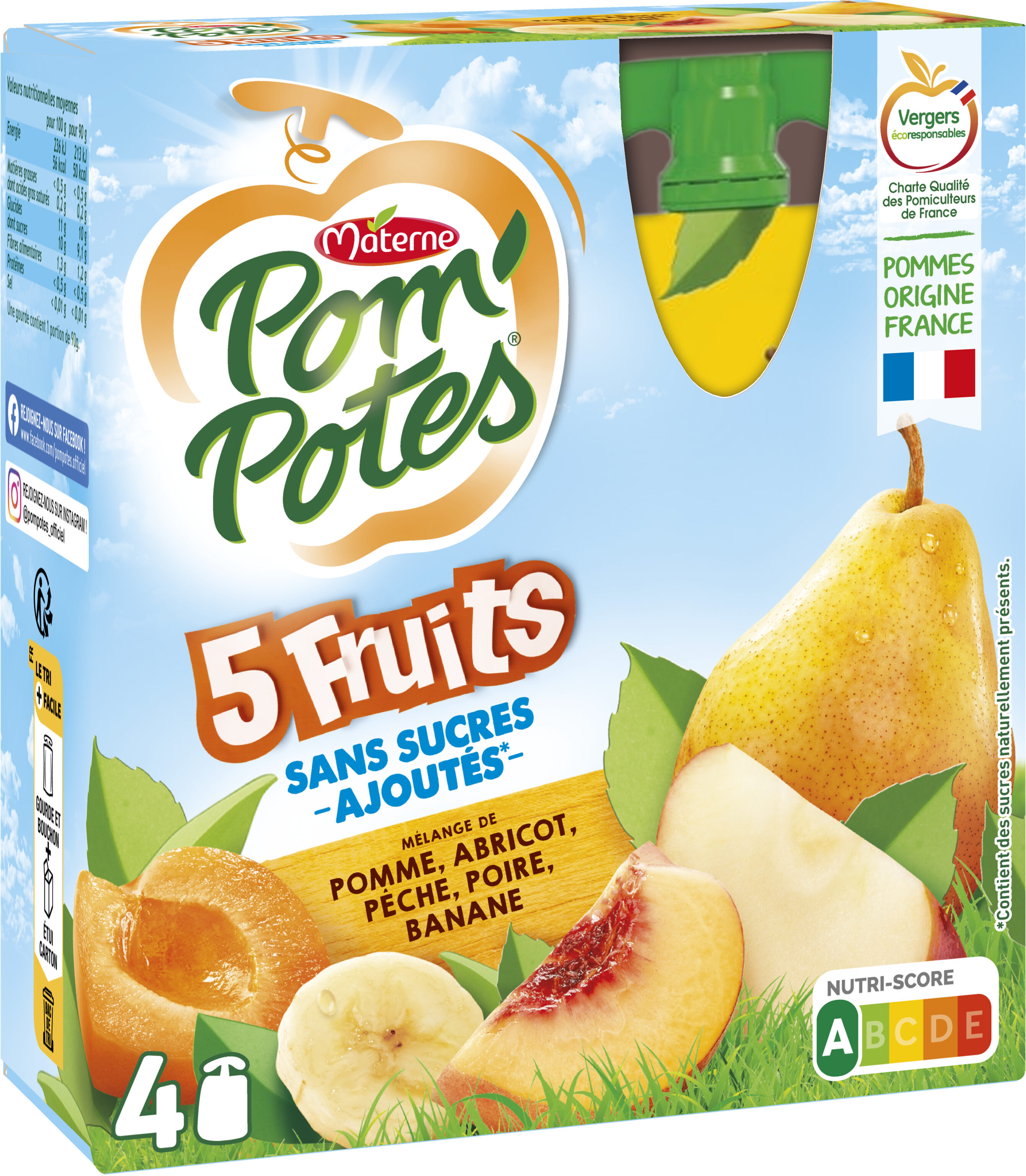 POM'POTES Compotes Gourdes 5 Fruits Jaunes 4x90g - Produkt - fr