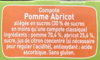 POM'POTES Compotes Pomme Abricot de Rhône-Alpes 4x90g - Ingredienser - fr