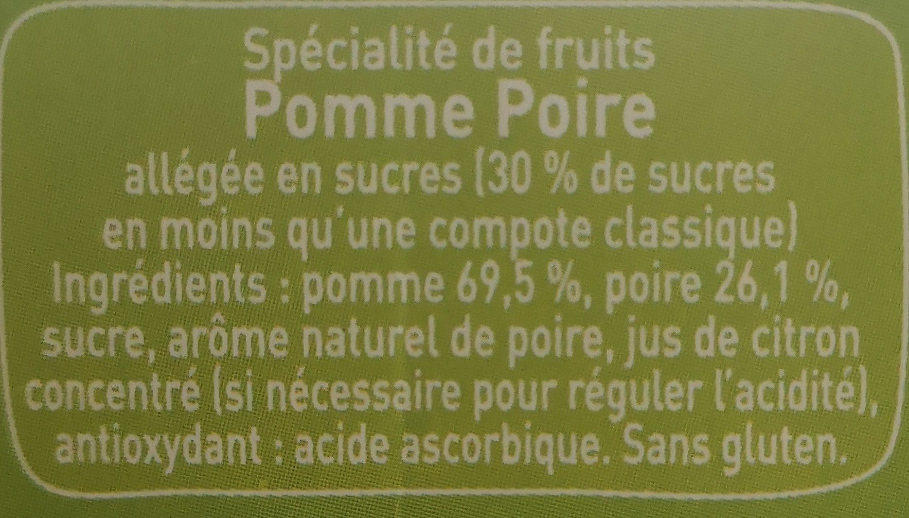POM'POTES Compotes Gourdes Pomme Poire 4x90g - Ingredients - fr