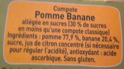 POM'POTES Compotes Gourdes Pomme Banane 4x90g - Ingrédients