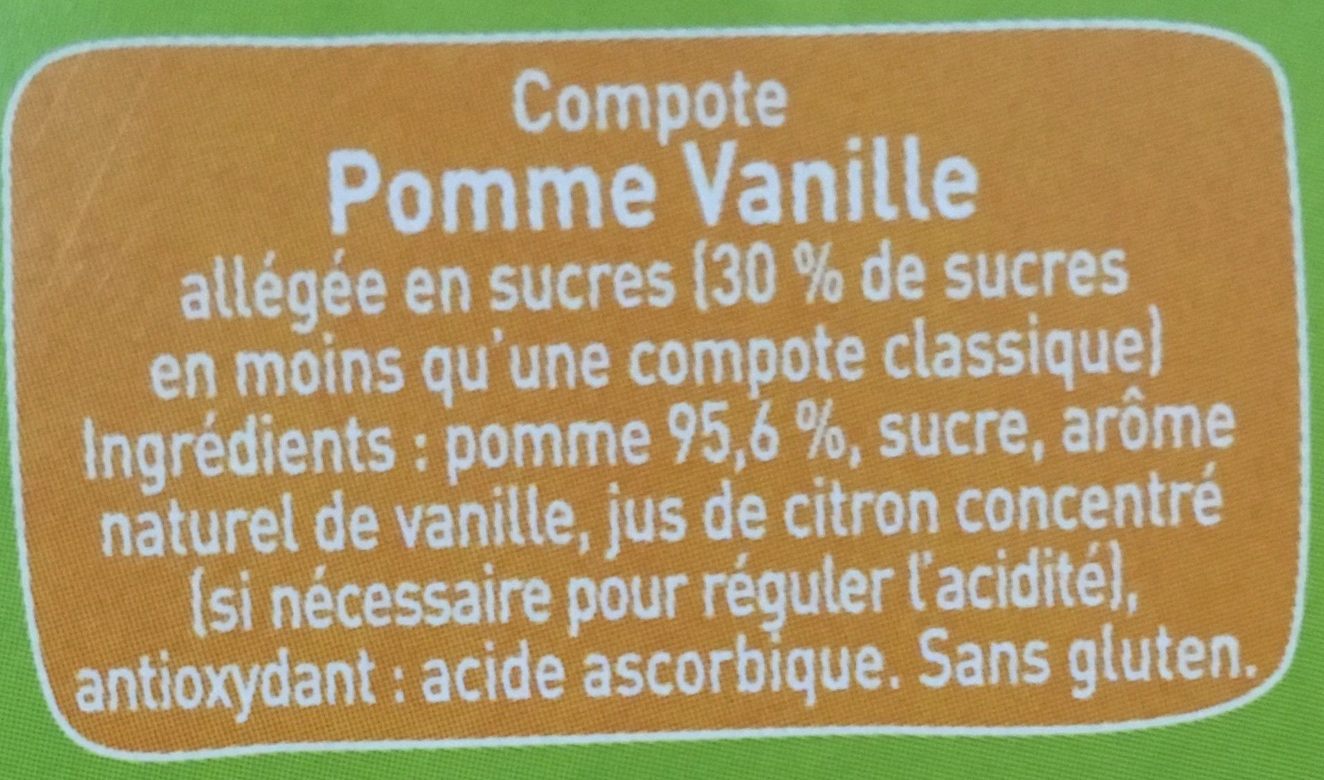 POM'POTES Compotes Gourdes Pomme Vanille 4x90g - Ingredienser - fr