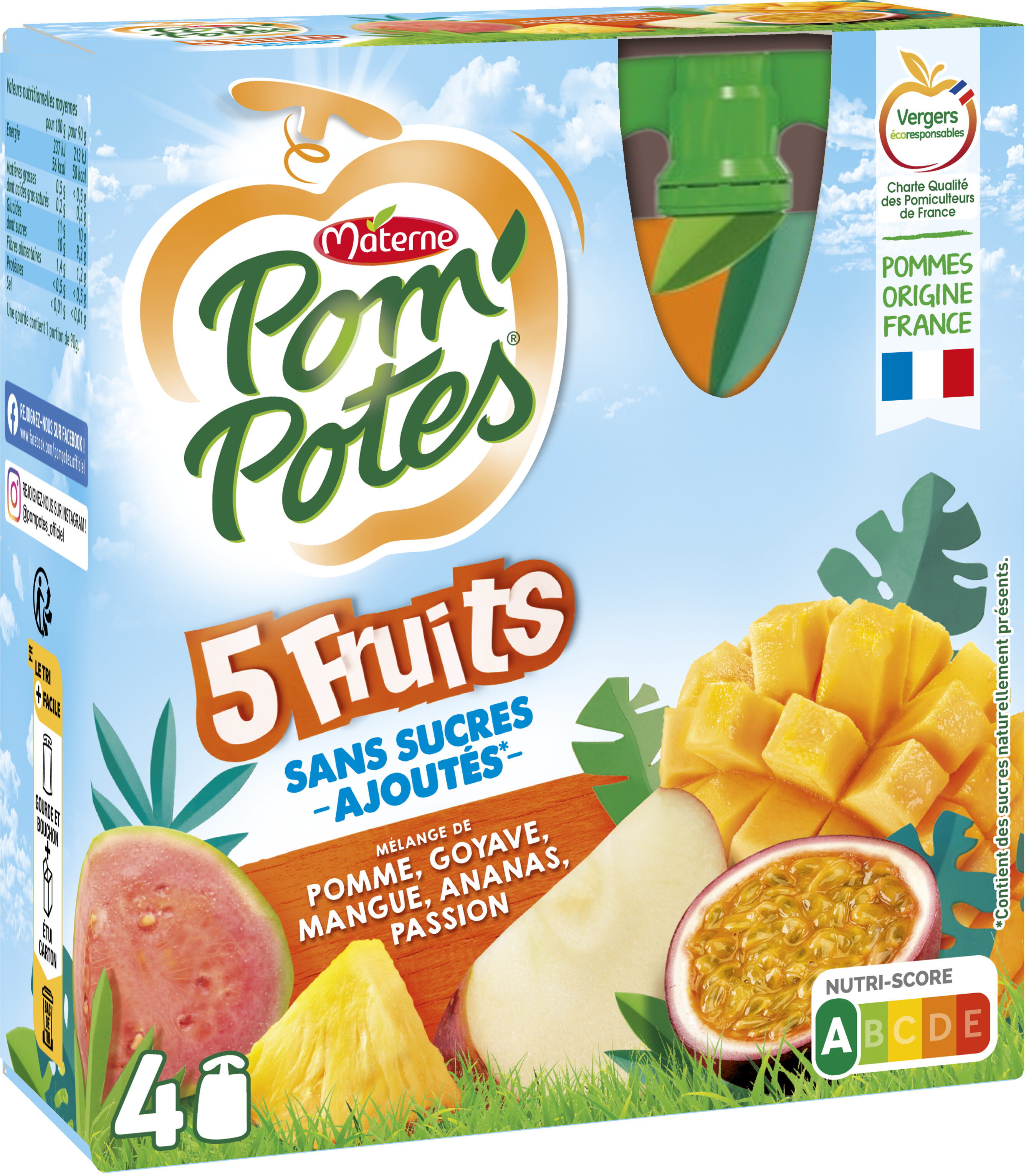 POM'POTES Compotes Gourdes 5 Fruits Exotiques 4x90g - Produkt - fr
