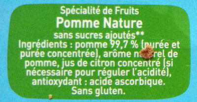 POM'POTES Compotes Gourdes Pomme Nature 4x90g - المكونات - fr
