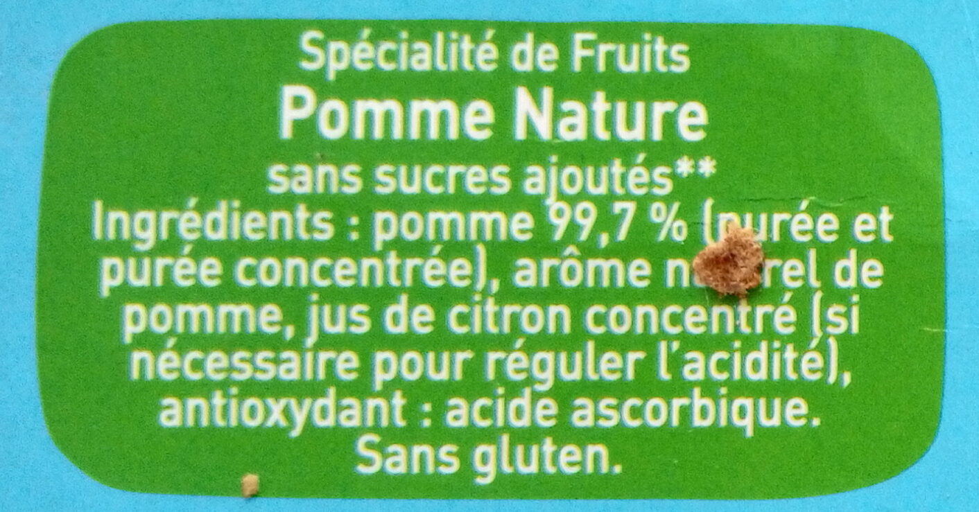POM'POTES Compotes Gourdes Pomme Nature 4x90g - المكونات - fr