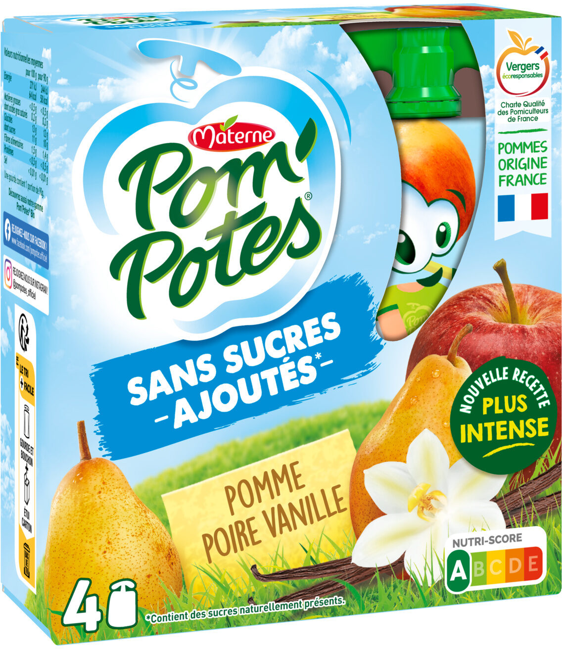 POM'POTES Compotes Gourdes Pomme Poire Vanille 4x90g - نتاج - fr