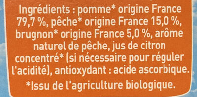 POM'POTES Compotes Gourdes BIO Pomme Pêche Brugnon 4x90g - Ingredients - fr