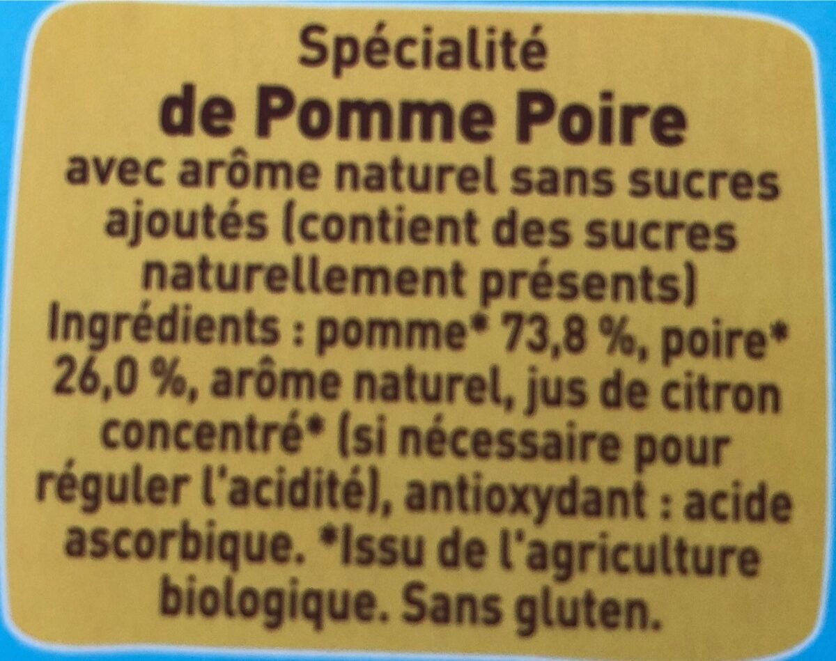 POM'POTES Compotes Gourdes BIO Pomme Poire 4x90g - Ingredientes - fr