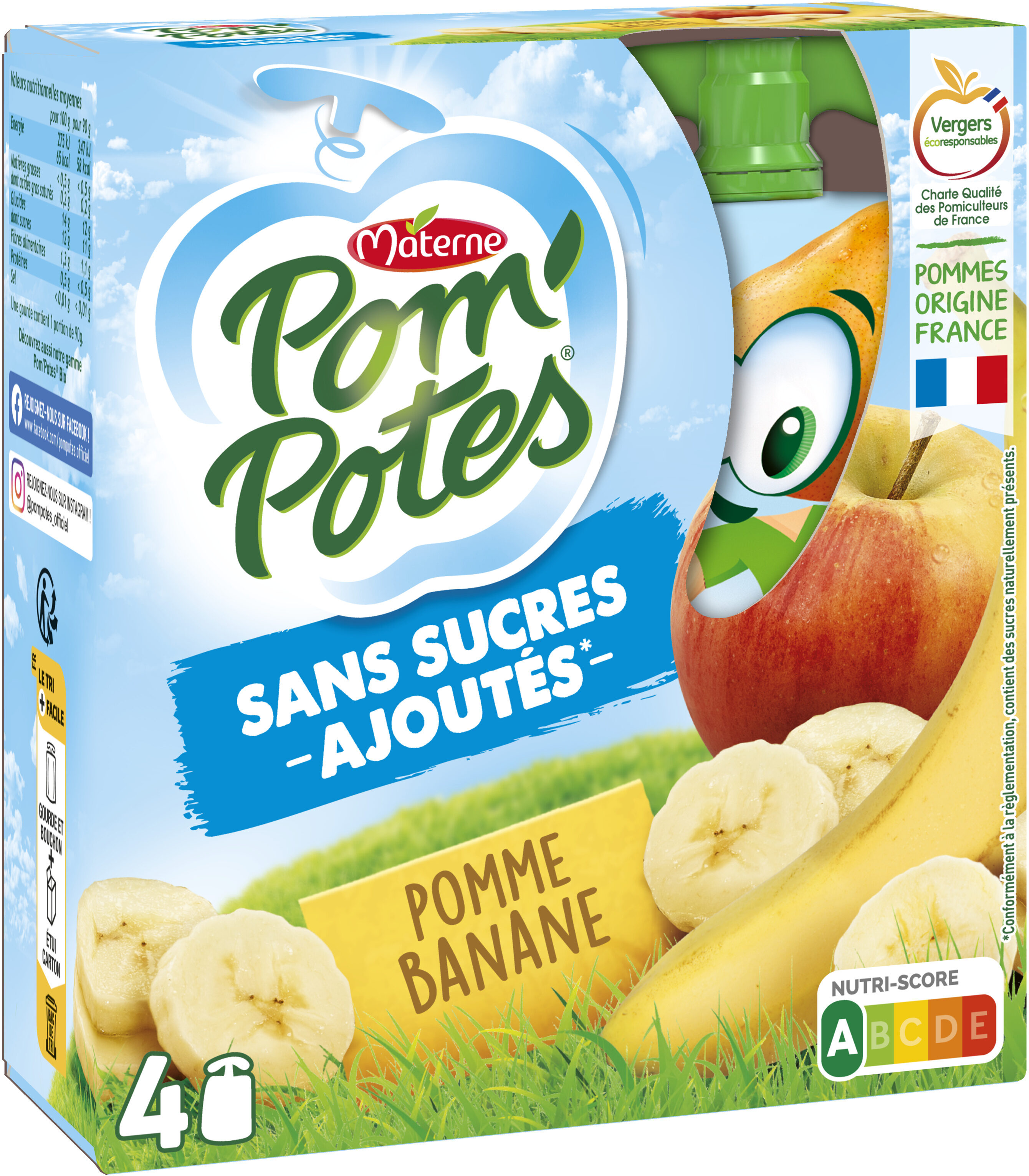 POM'POTES Compotes Gourdes Pomme Banane 4x90g - نتاج - fr