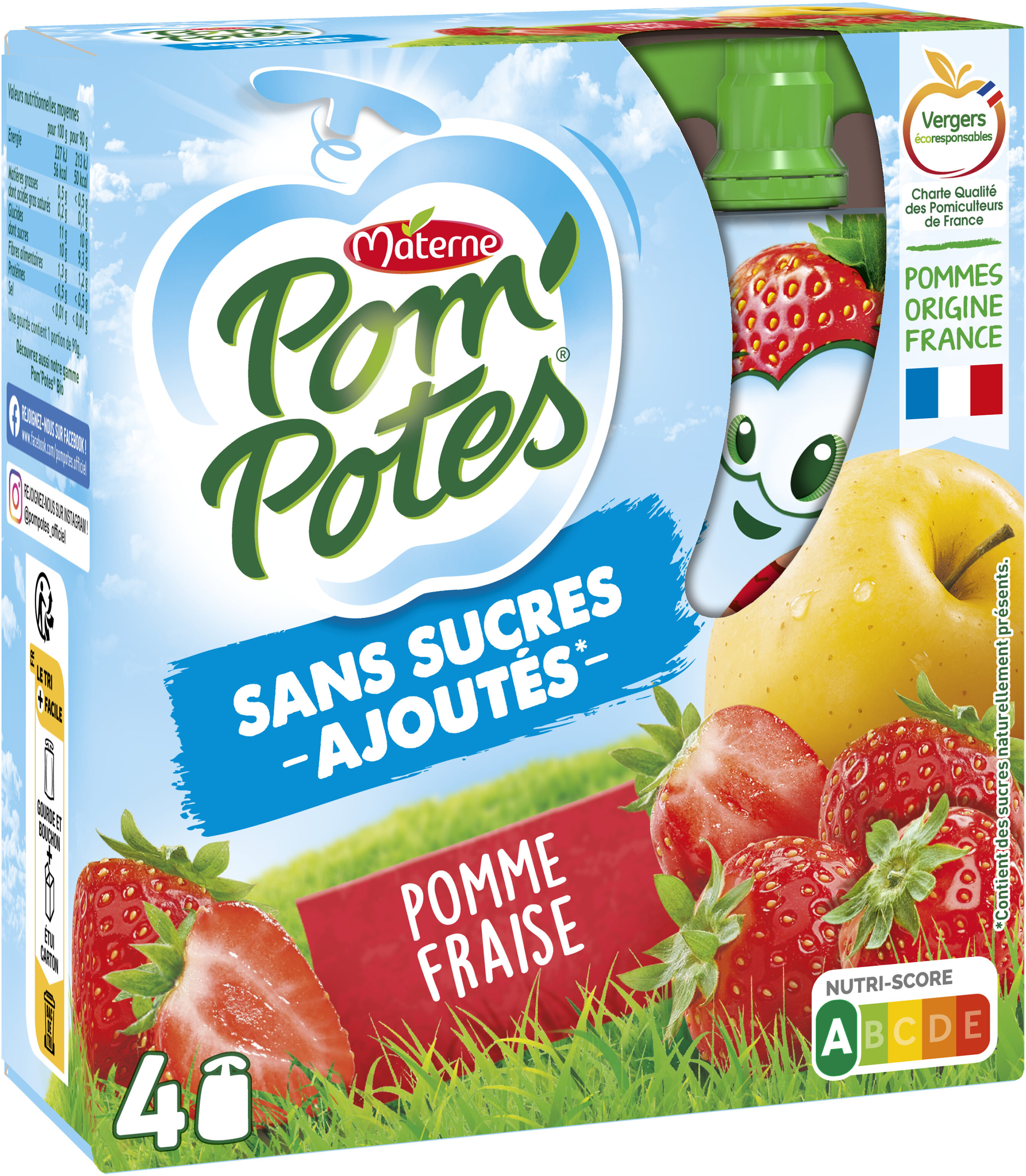 POM'POTES Compotes Gourdes Pomme Fraise 4x90g - Produkt - fr