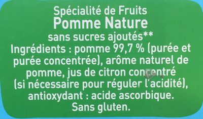 POM'POTES Compotes Gourdes Pomme Nature 12x90g - Ingredienser - fr