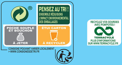 POM'POTES Compotes Gourdes Multivariétés Les Inédits 20x90g - Recycling instructions and/or packaging information - fr