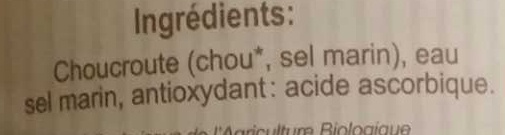 Choucroute au naturel BIO - Ingrédients
