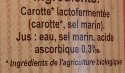 Carotte lacto-fermentée BIO Nutriform - Ingrédients