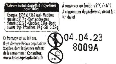 Roquefort  SOCIÉTÉ AOP - Nutrition facts - fr