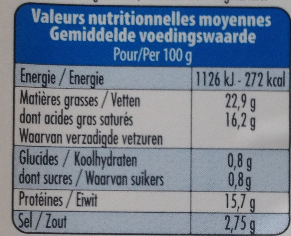 100 % Brebis (22,9 % MG) - Nutrition facts - fr