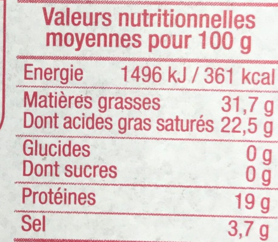 Roquefort Petit Plaisir n°7 Société - Tableau nutritionnel