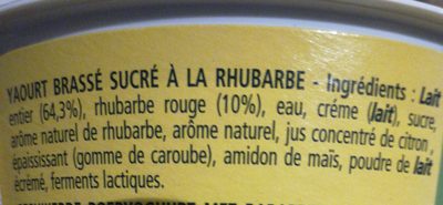 Le Yaourt à la Rhubarbe 100% naturel - Ingrédients