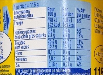 Riz au lait - Voedingswaarden - fr