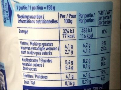 Nestlé Yaos light natuur - Tableau nutritionnel