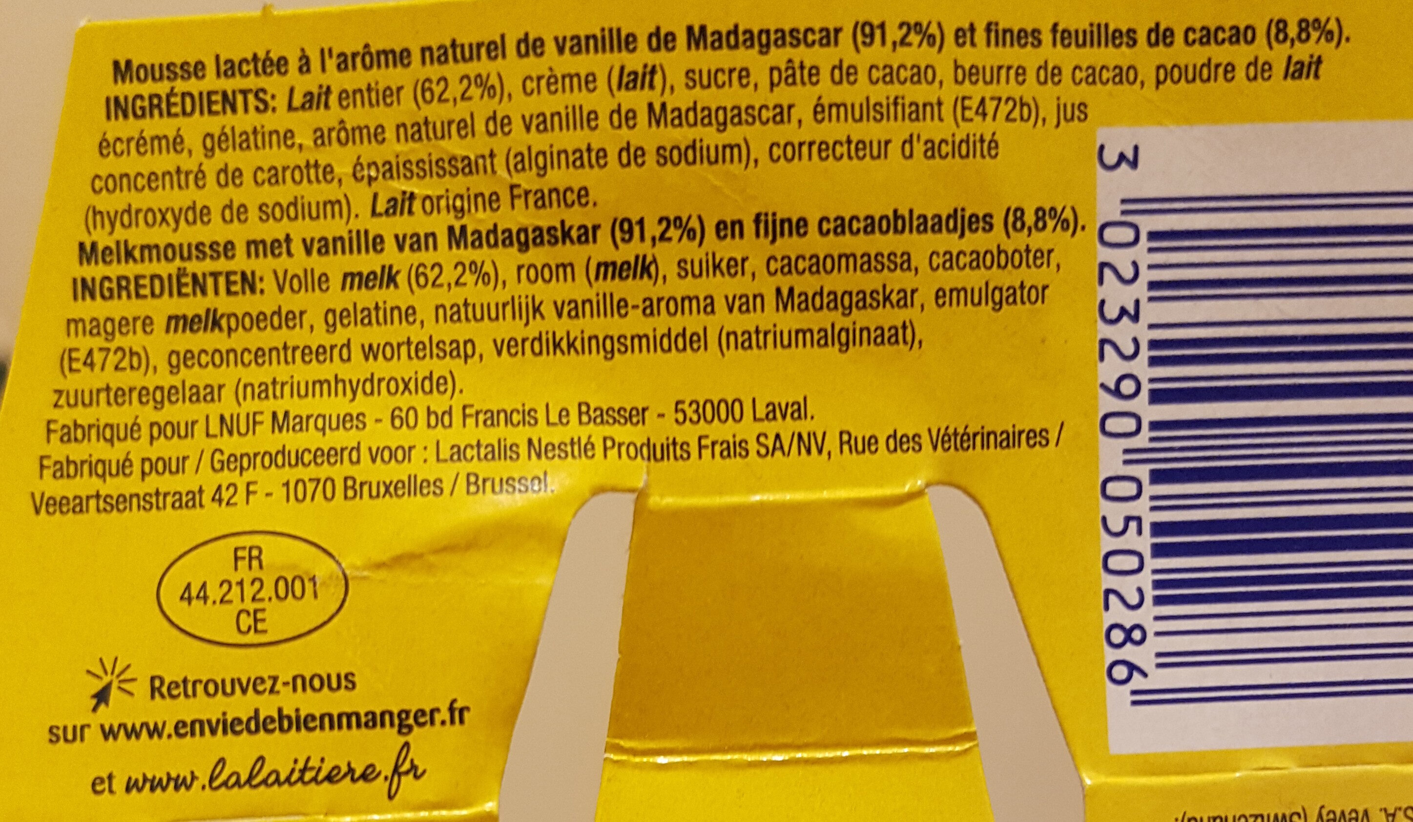Feuilleté de Mousse Vanille - Ingrédients
