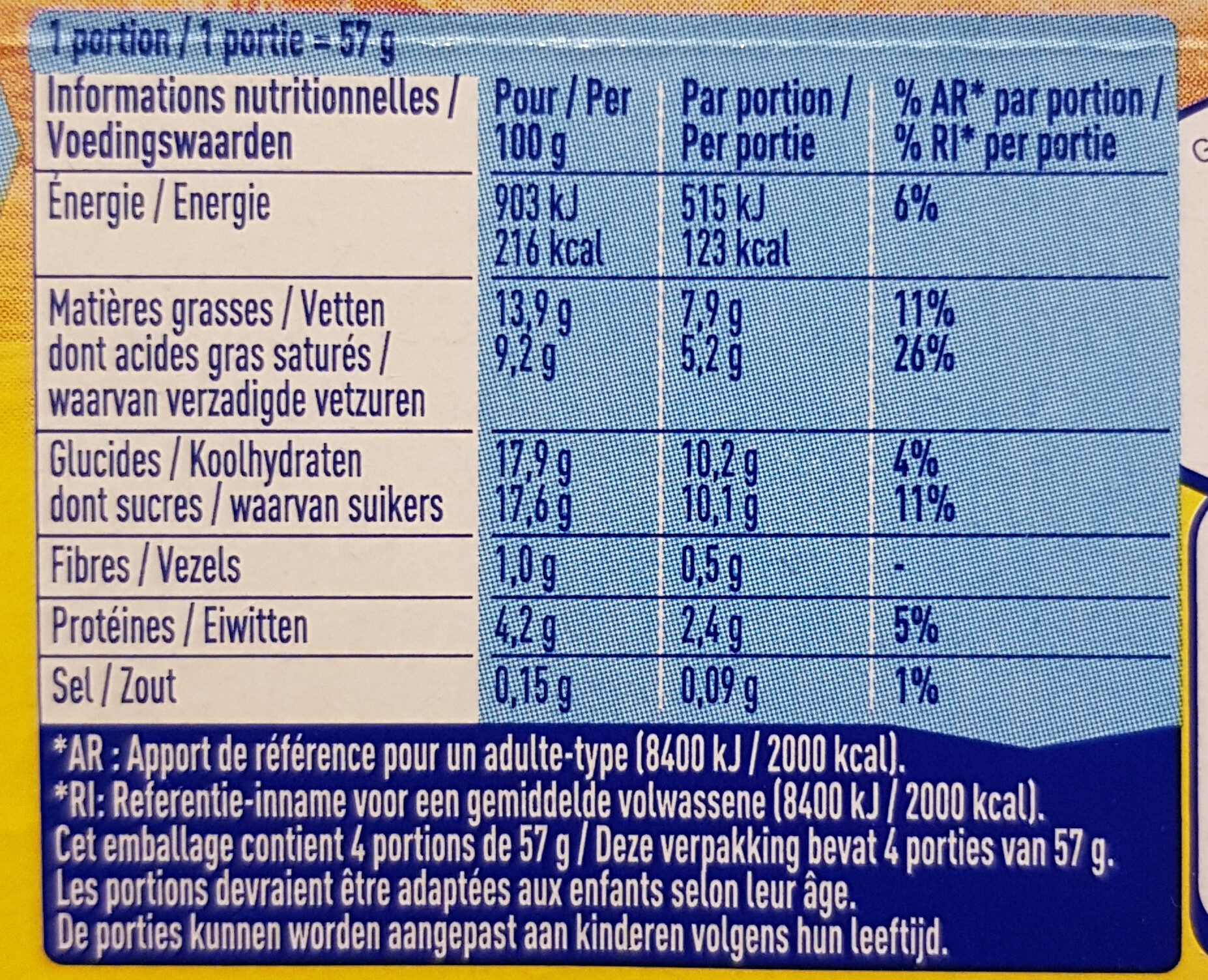 Feuilleté de Mousse Vanille - Nutrition facts - fr