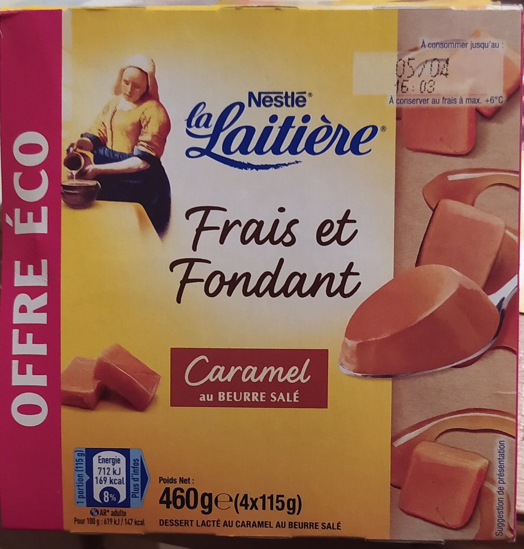Frais et Fondant caramel au beurre salé 4 x 115 g - Produit