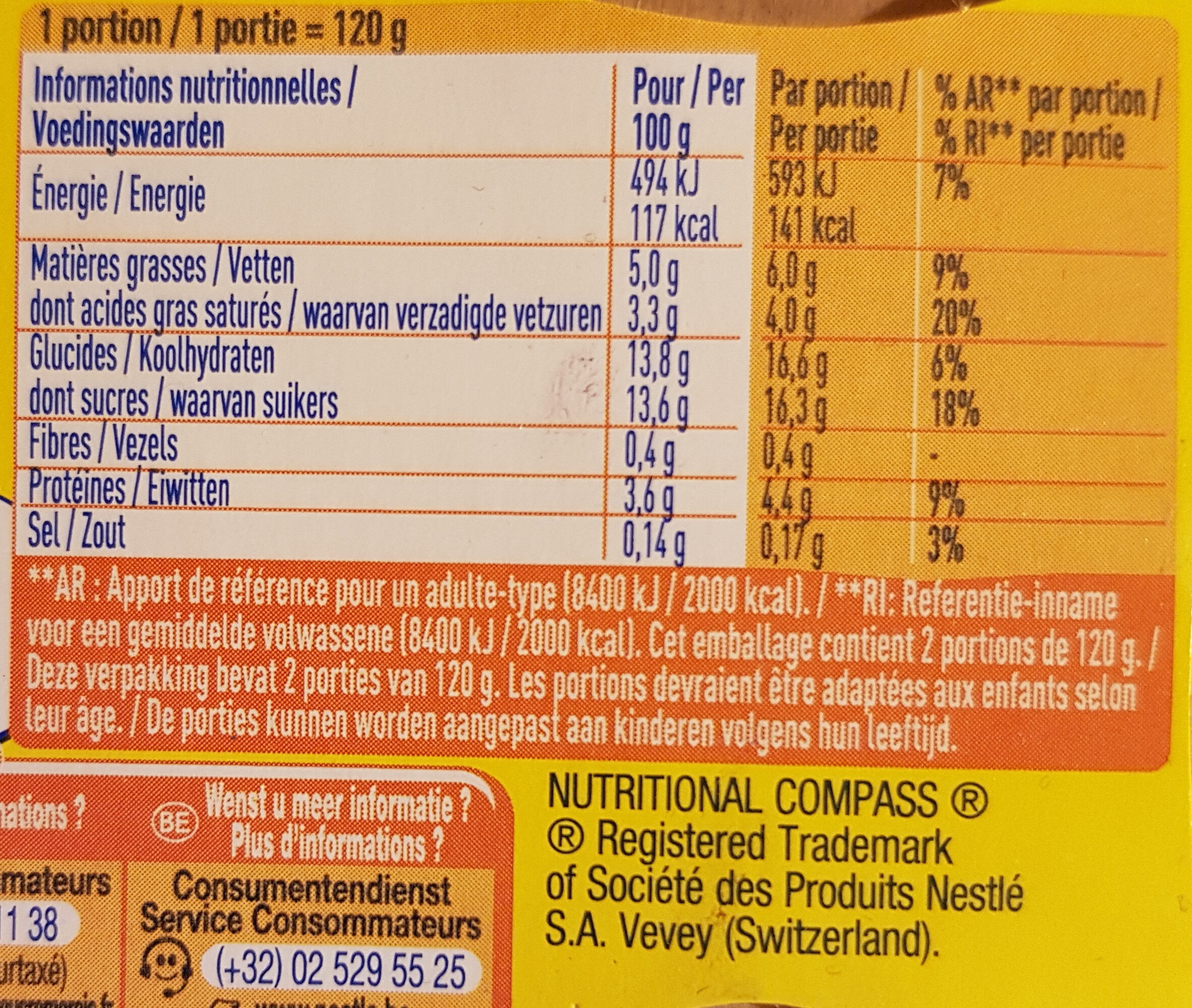 La Laitière Lit de Myrtilles & Yaourt - Tableau nutritionnel