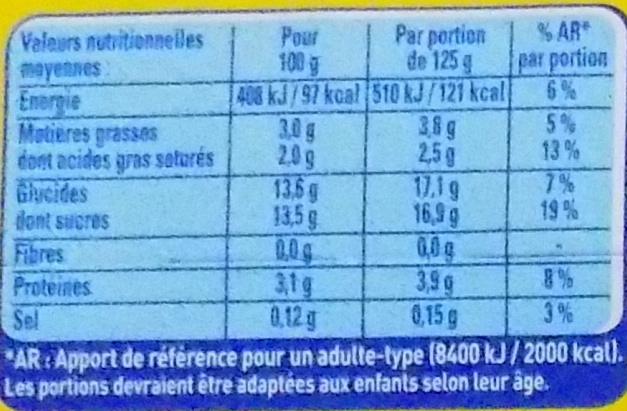 La Laitière - Le yaourt à la vanille - Nutrition facts - fr