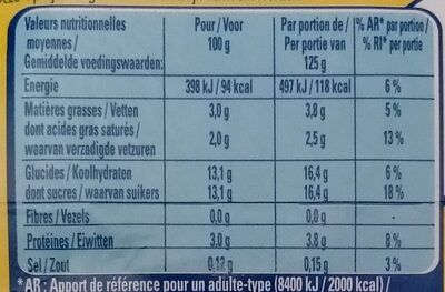 Le yaourt au citron - Nutrition facts - fr