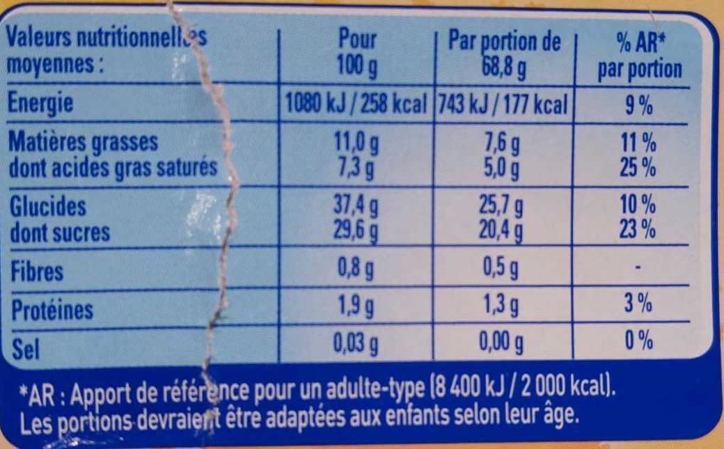 La Laitière - L'Original MarronSui's - Voedingswaarden - fr