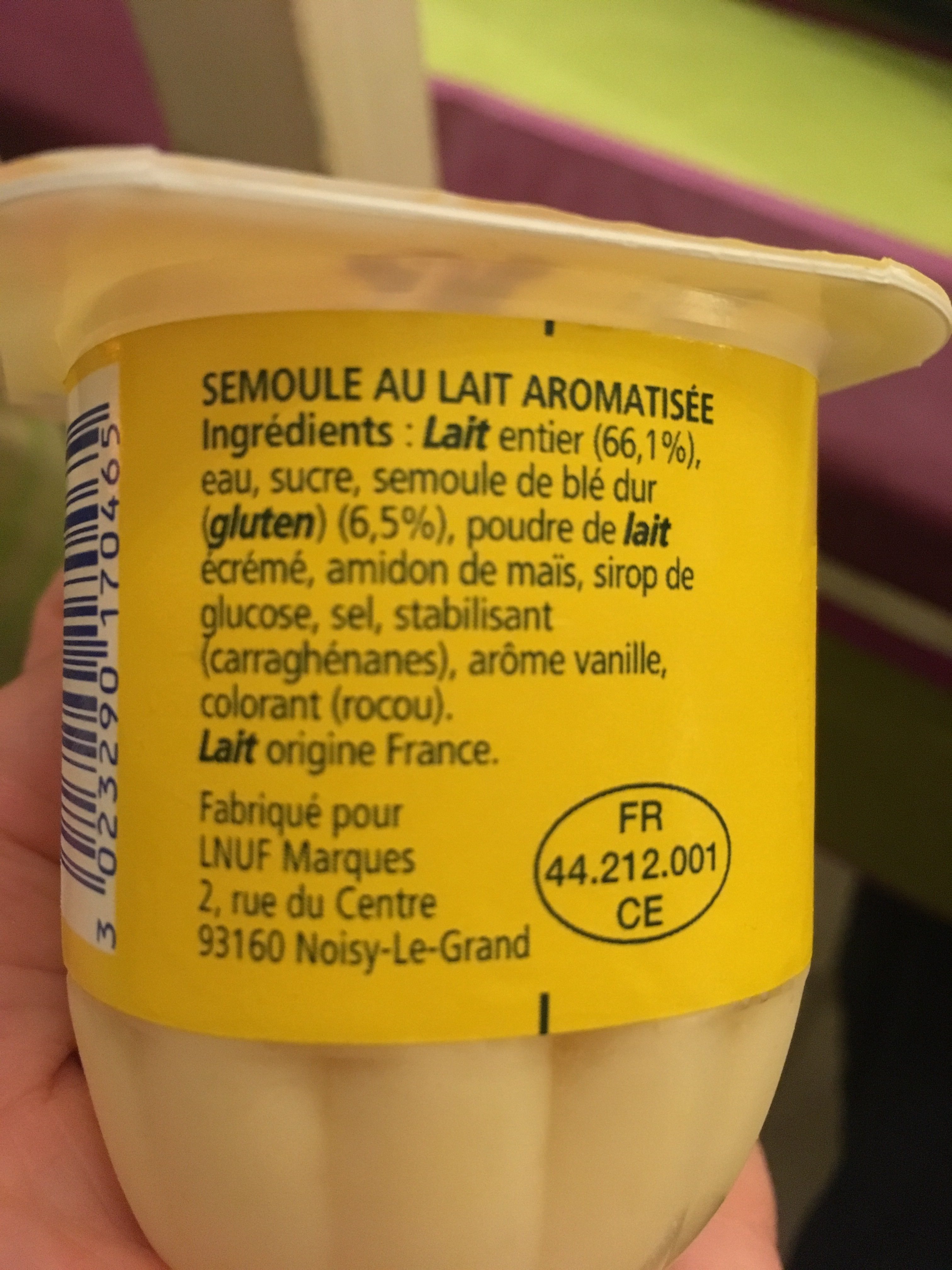 Semoule au Lait Saveur Vanille - Ingredients - fr